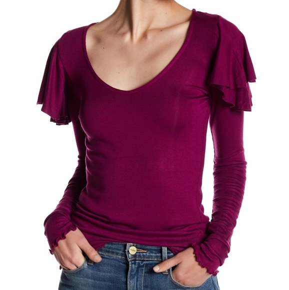 Free People Tops - Free People On Rewind Ruffle Trim Blouse
